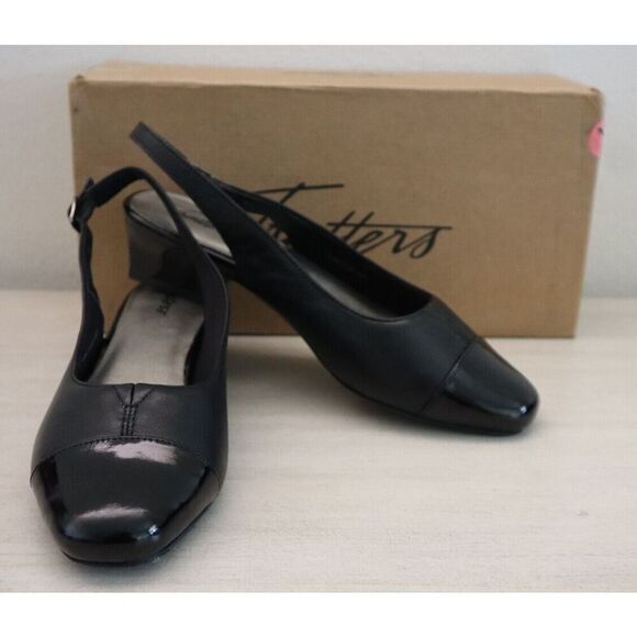 Trotters T7001-007 Women's Sz 7.5M Black Leather Dea Sling Back Pumps - Picture 1 of 10